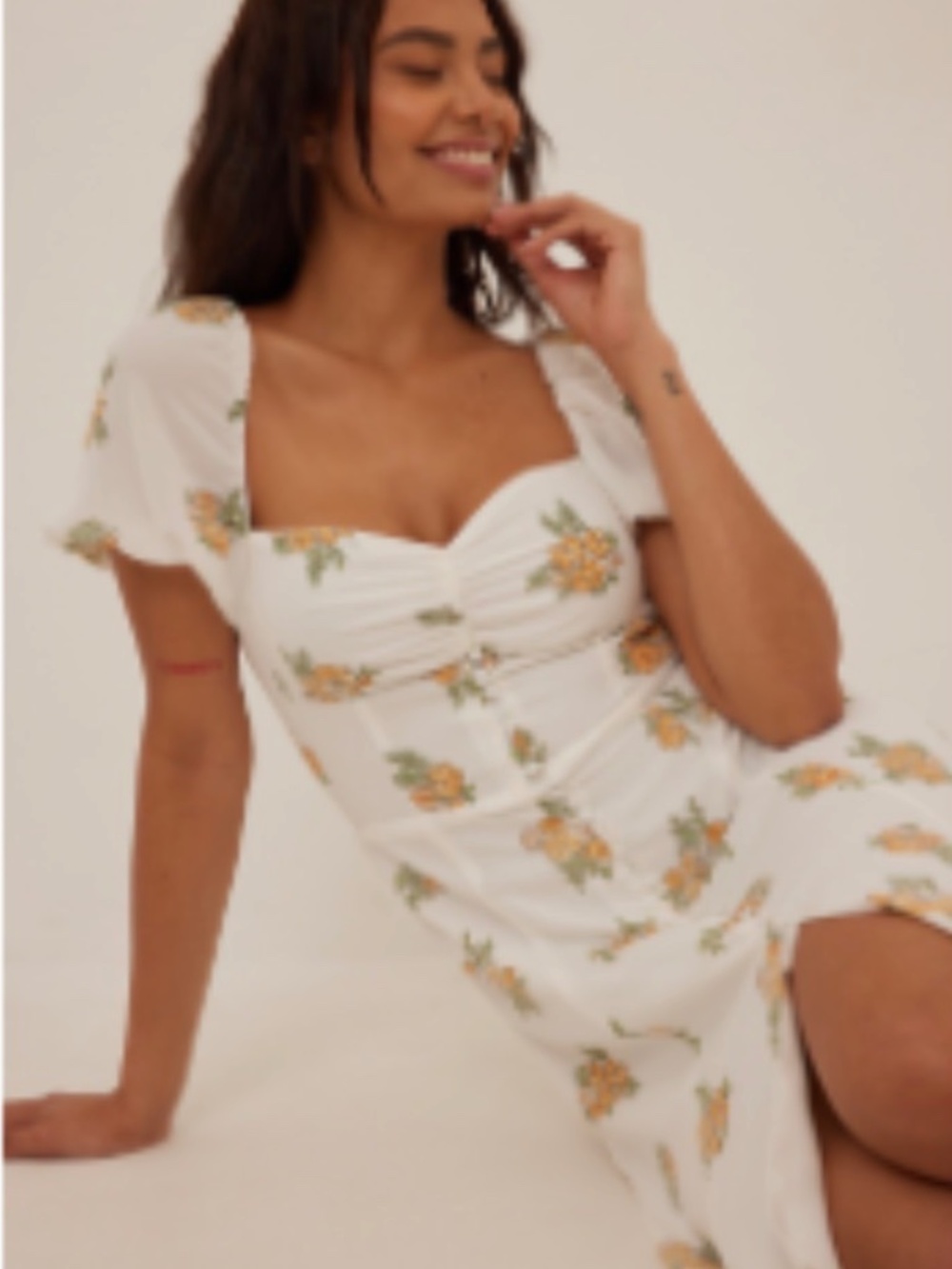 NA-KD Boho Chiffon Buttoned Front Midi Dress